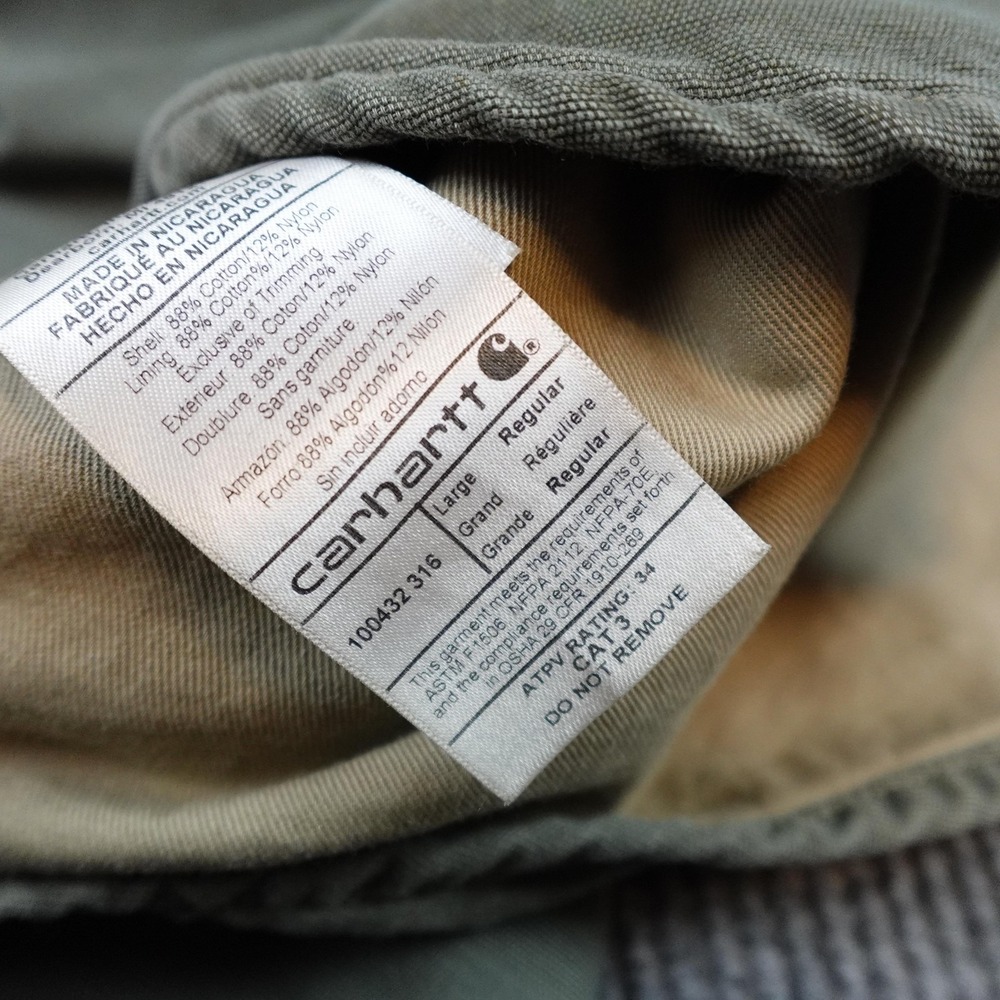 Carhartt Mens Large Green FR Canvas Workwear Jacket 100432-316 CAT 3 Shacket - Picture 5 of 9